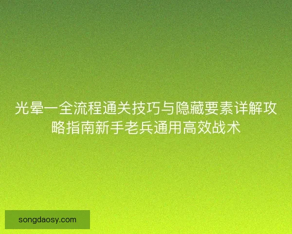 光晕一全流程通关技巧与隐藏要素详解攻略指南新手老兵通用高效战术