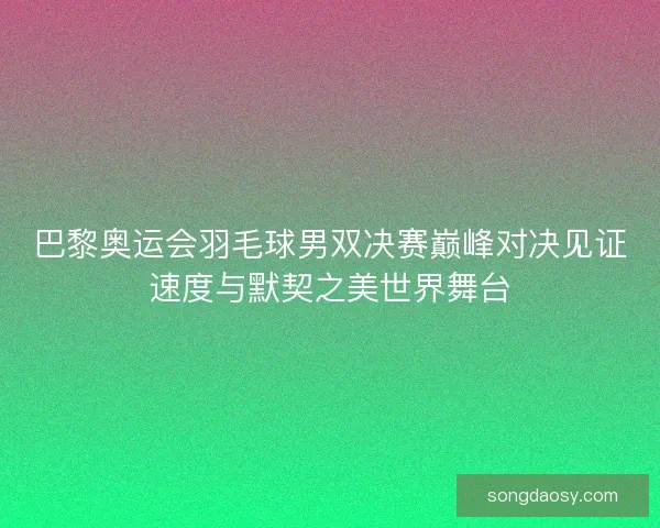 巴黎奥运会羽毛球男双决赛巅峰对决见证速度与默契之美世界舞台 巴黎奥运会羽毛球男双决赛巅峰对决见证速度与默契之美世界舞台
