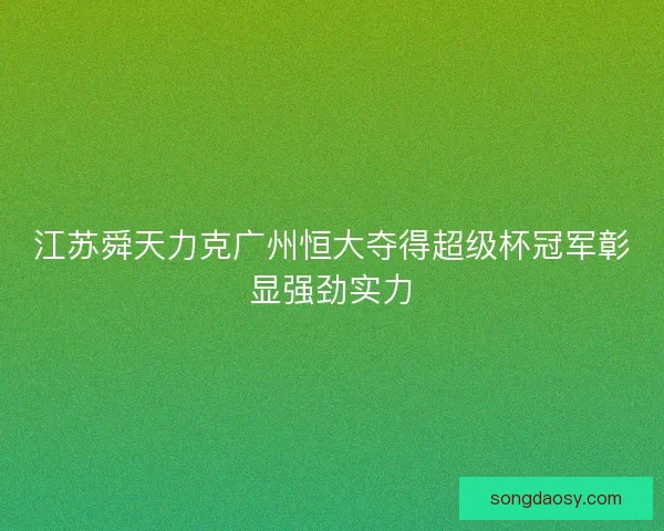江苏舜天力克广州恒大夺得超级杯冠军彰显强劲实力 江苏舜天力克广州恒大夺得超级杯冠军彰显强劲实力